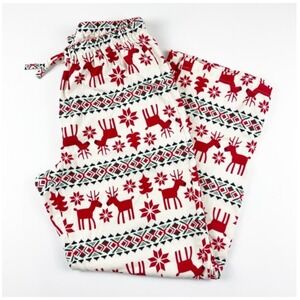 Hanna Andersson Men's Flannel Pajama Pants Red Reindeer Fair Isle- XL